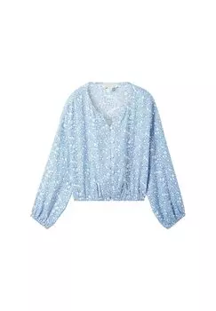 Блузка MIT ALLOVER PRINT TOM TAILOR, цвет blue white flower allover