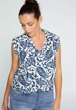 Блузка Mit Arabeskenmuster Und Knpfen Cassis, синий