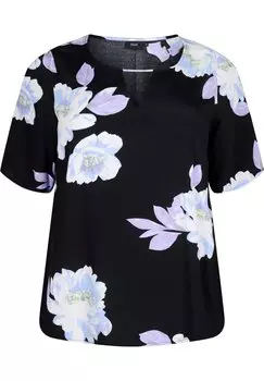 Блузка MIT DRUCK Zizzi, цвет black big flower aop