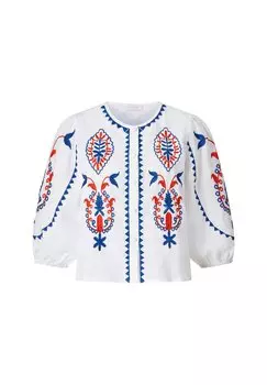 Блузка Mit Folkloristischer Stickerei Rich & Royal, лазурно-голубая