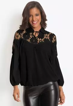 Блузка Mit Kragen bonprix, черный