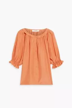 Блузка Moneta из стираного шелка с оборками JOIE, оранжевый