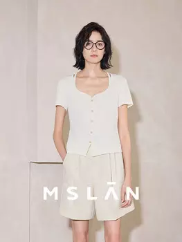 Блузка Mslan с U-образным вырезом, миндальный