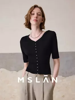 Блузка Mslan с V-образным вырезом, черный