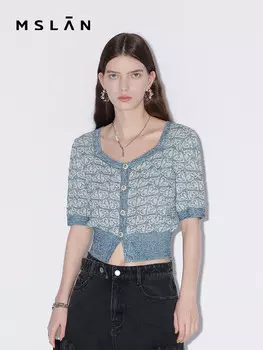 Блузка Mslan с V-образным вырезом, синий