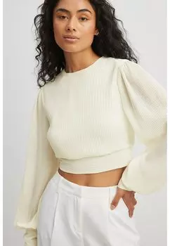 Блузка NA-KD AUS ZUM AM RCKEN, кремовый
