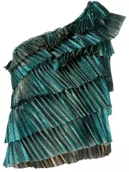 Блузка на одно плечо с оборками Forte Forte, синий