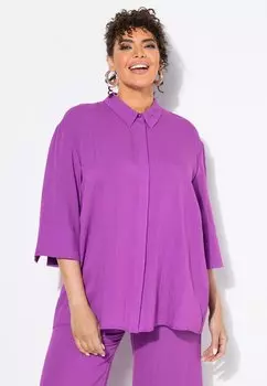 Блузка на пуговицах 3/4 SLEEVE Ulla Popken, фиолетовый