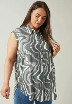 Блузка на пуговицах ABSTRACT PRINT DETAIL Evans, серый
