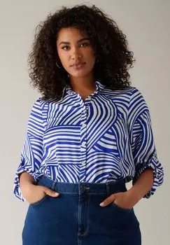 Блузка на пуговицах ABSTRACT PRINT TAB SLEEVE Evans, синий