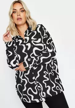 Блузка на пуговицах ABSTRACT SQUIGGLE OVERSIZED Yours Clothing, антрацит