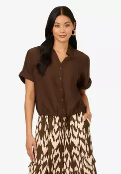 Блузка на пуговицах Adrianna Papell, темно-коричневый