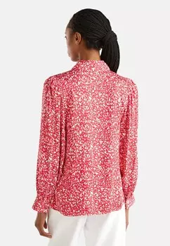 Блузка на пуговицах ALL-OVER PATTERN REGULAR FIT CLASSIC COLLAR AND CONCEALED BUTTON FASTENING SLEEVES GATHERED INTO CUFF GATHERS ON THE FRONT United Colors of Benetton, красный