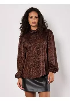 Блузка на пуговицах ANIMAL PRINT SELF STRIPE Apricot, оранжевый