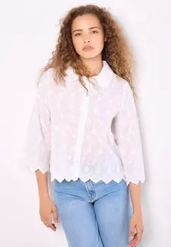 Блузка на пуговицах APPLIQUE FLOWERS CROPPED Apricot, белый