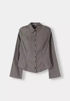 Блузка на пуговицах Bershka, темно-коричневый