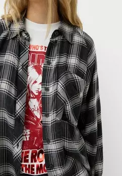 Блузка на пуговицах CHECK Bershka, серый