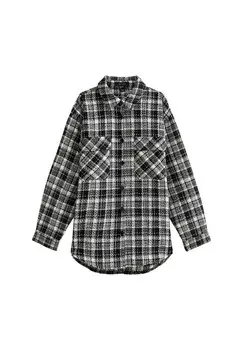 Блузка на пуговицах CHECK LONG SLEEVE New Look, черный