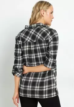 Блузка на пуговицах CHECK ROLLED SLEEVE Long Tall Sally, черный