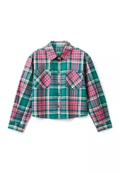 Блузка на пуговицах CHECK United Colors of Benetton, зеленый