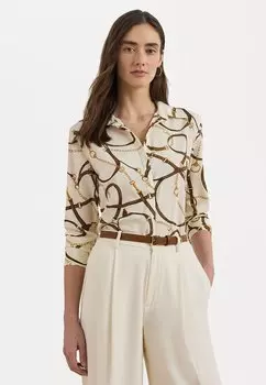 Блузка на пуговицах CLASSIC FIT BELTING PRINT CREPE SHIRT Lauren Ralph Lauren, молочный
