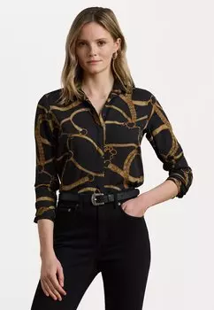 Блузка на пуговицах CLASSIC FIT BELTING PRINT CREPE SHIRT Lauren Ralph Lauren, черный