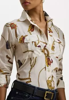 Блузка на пуговицах CLASSIC FIT PRINT COTTON VOILE SHIRT Lauren Ralph Lauren Petite, бежевый