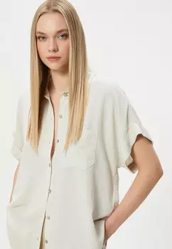 Блузка на пуговицах CLASSIC NECK SHORT SLEEVE BUTTONED MIX Koton, бежевый