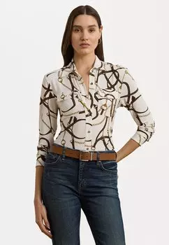 Блузка на пуговицах CORWIN SLIM FIT BELTING PRINT SHIRT Lauren Ralph Lauren Petite, бежевый