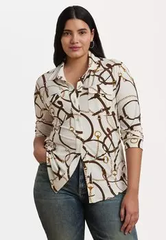 Блузка на пуговицах CORWIN SLIM FIT BELTING PRINT SHIRT Lauren Ralph Lauren Woman, бежевый