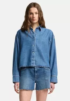 Блузка на пуговицах CROPPED 7 for all mankind, цвет Mid Blue