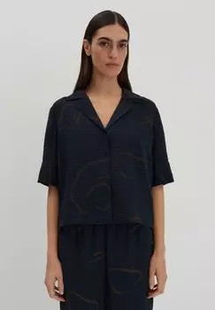 Блузка на пуговицах CROPPED LOOSE FIT PRINT someday., темно-синий