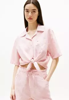 Блузка на пуговицах CROPPED RELAXED SHORT SLEEVE Tommy Jeans, светло-розовый