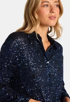 Блузка на пуговицах CUBIERTA DE LENTEJUELAS Alma en Pena, синий