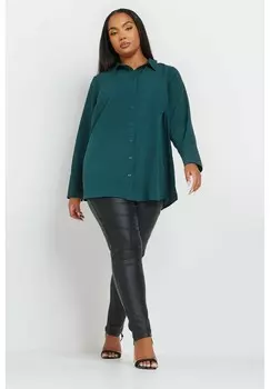 Блузка на пуговицах DIAMANTE Yours Clothing, бирюзовый