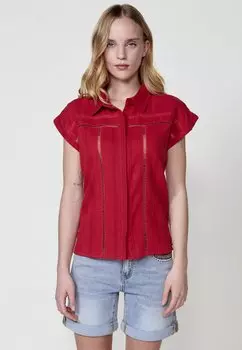 Блузка на пуговицах EMBROIDERED SHORT-SLEEVE Koroshi, красный