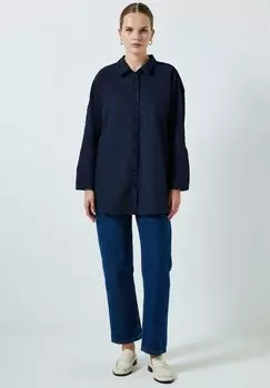Блузка на пуговицах EMBROIDERED SLEEVES Touch Priv, темно-синий