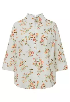 Блузка на пуговицах FLORAL 3/4 SLEEVE Ulla Popken, белый