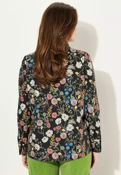 Блузка на пуговицах FLORAL GOBLET COLLAR LONG SLEEVE Ulla Popken, черный