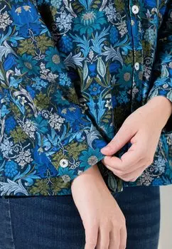 Блузка на пуговицах FLORAL LONG SLEEVE Ulla Popken, темно-синий