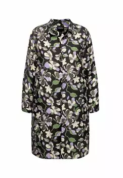 Блузка на пуговицах FLORAL LONG SLEEVE Ulla Popken, черный