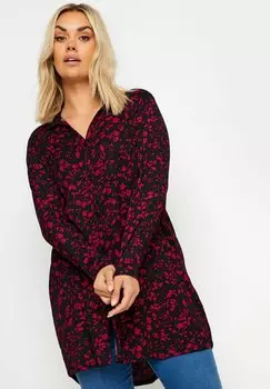 Блузка на пуговицах FLORAL PRINT TEXTURED Yours Clothing, красный