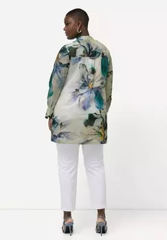 Блузка на пуговицах FLORAL RAMIE LONG SLEEVE Ulla Popken, синий