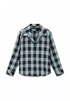 Блузка на пуговицах FLOWING CHECK Massimo Dutti, темно-синий