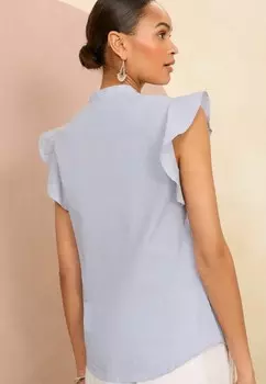 Блузка на пуговицах FLUTTER SLEEVE CUTWORK REGULAR FIT Love & Roses, синий