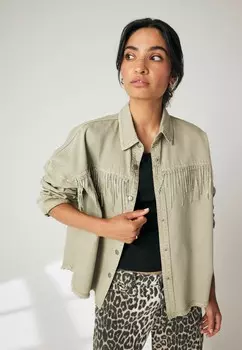 Блузка на пуговицах FRINGE EMBELLISHED TALL Next, бежевый