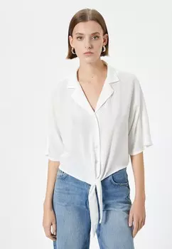 Блузка на пуговицах FRONT TIE Koton, кремовый