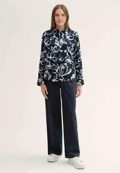 Блузка на пуговицах GEMUSTERTE TOM TAILOR, темно-синий