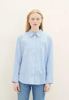 Блузка на пуговицах GESTREIFTES LOOSE FIT TOM TAILOR DENIM, светло-голубой