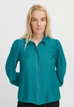 Блузка на пуговицах ICHI, бирюзовый